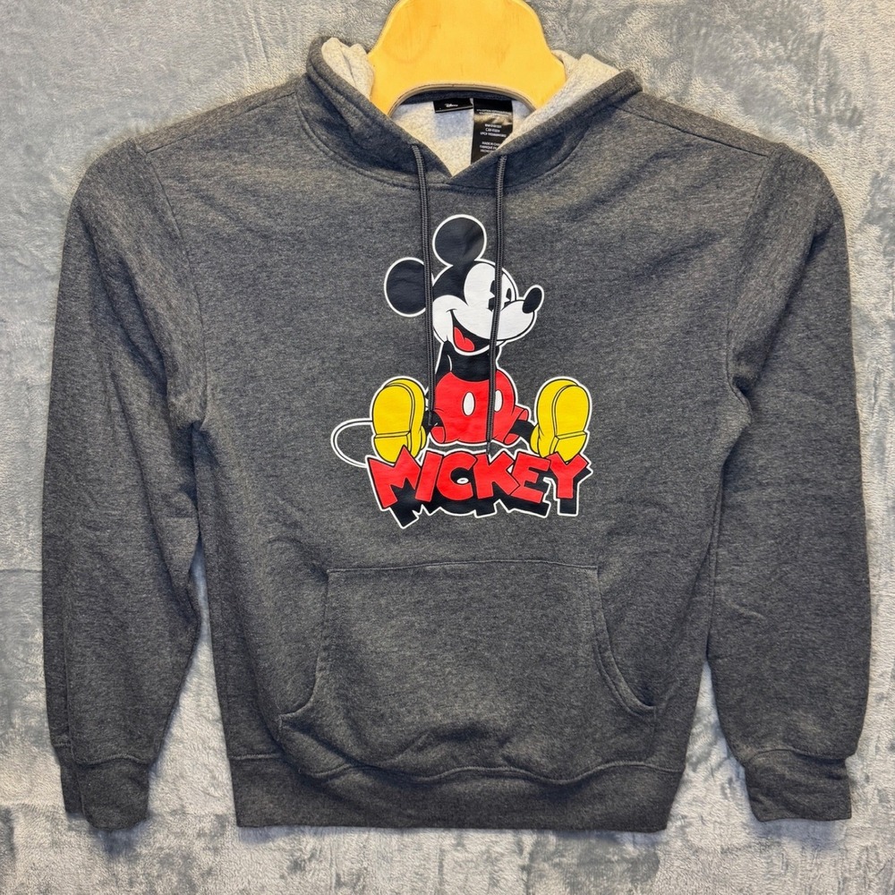 2195 | Disney Mickey Mouse Graphic Pullover Hoodie Charcoal Gray Small